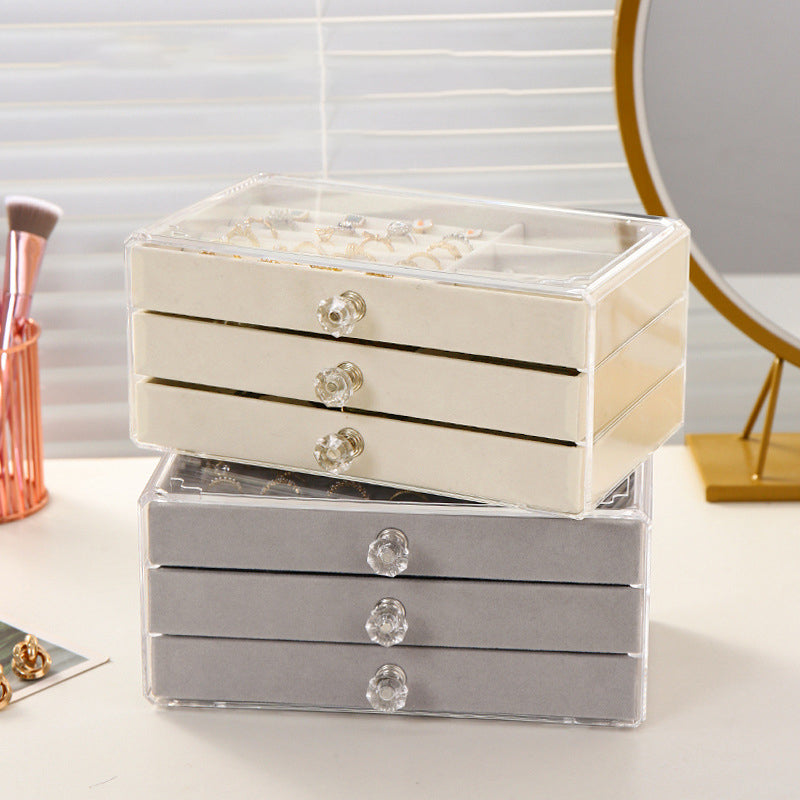Jewelry Organizer Box Transparent Display Case 3 Layer
