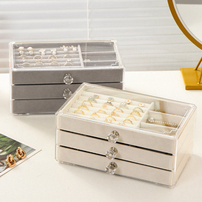 Jewelry Organizer Box Transparent Display Case 3 Layer
