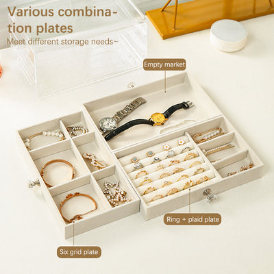 Jewelry Organizer Box Transparent Display Case 3 Layer