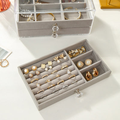 Jewelry Organizer Box Transparent Display Case 3 Layer