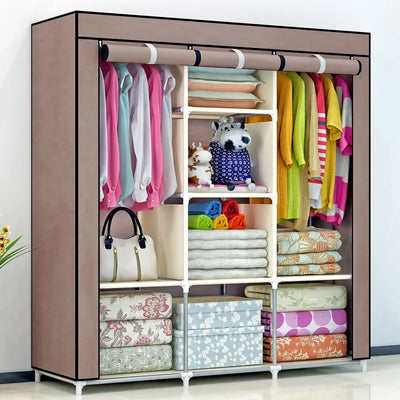 Portable Wardrobe Folding Clothes Storage Cabinet , Organizer