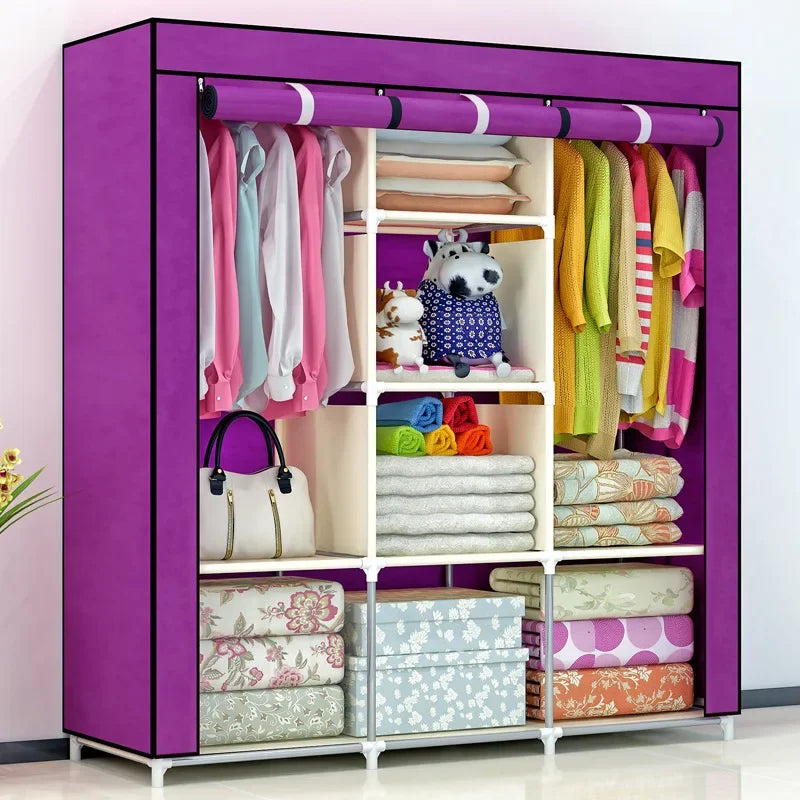 Portable Wardrobe Folding Clothes Storage Cabinet , Organizer