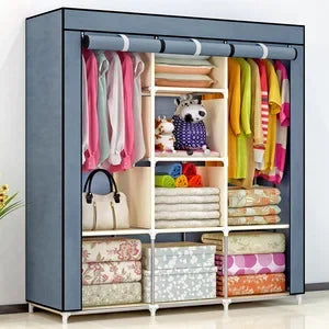 Portable Wardrobe Folding Clothes Storage Cabinet , Organizer