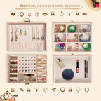 Main Bazaar 3-Layer Jewelry Box with Lockable Drawers – Elegant Organizer with Velvet Lining