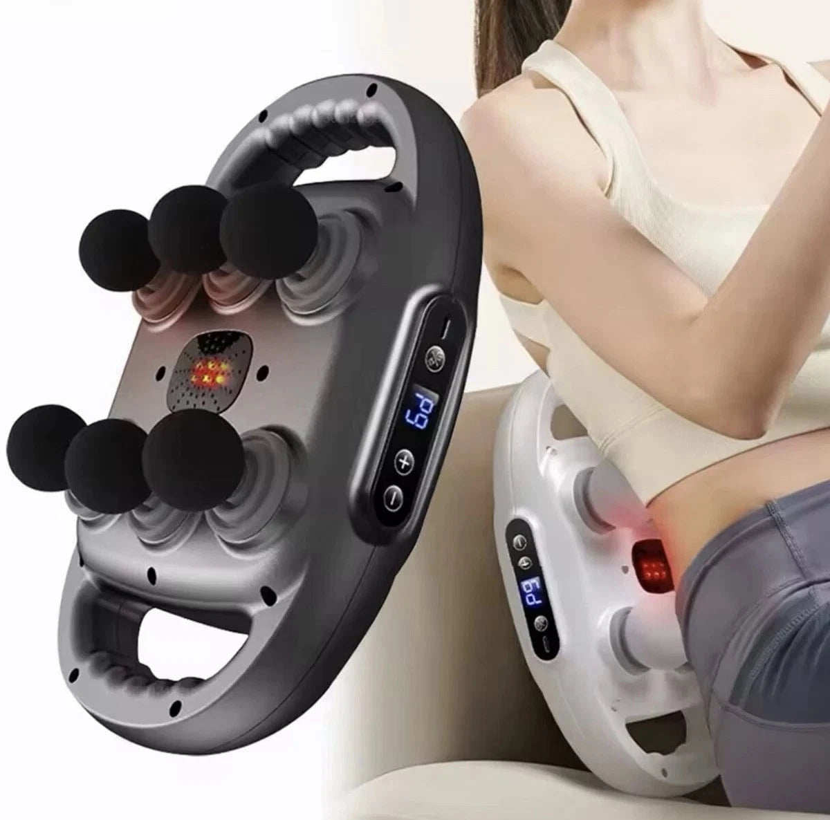 Main Bazaar 6-Head Fascia Muscle Massager Gun – Deep Tissue Relief for Back, Waist, and Legs
