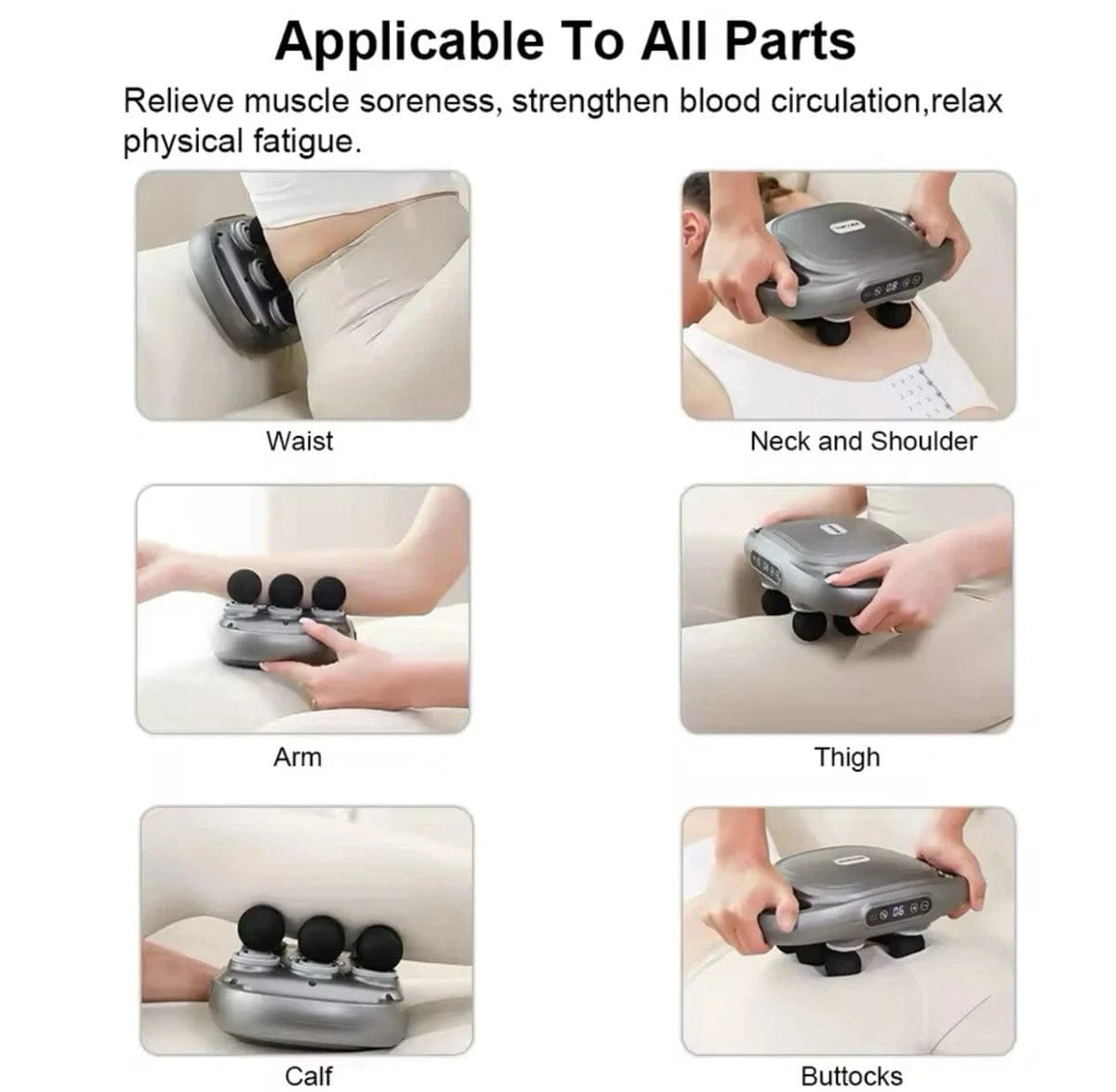 Main Bazaar 6-Head Fascia Muscle Massager Gun – Deep Tissue Relief for Back, Waist, and Legs