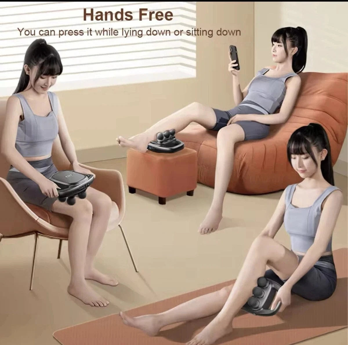 Main Bazaar 6-Head Fascia Muscle Massager Gun – Deep Tissue Relief for Back, Waist, and Legs