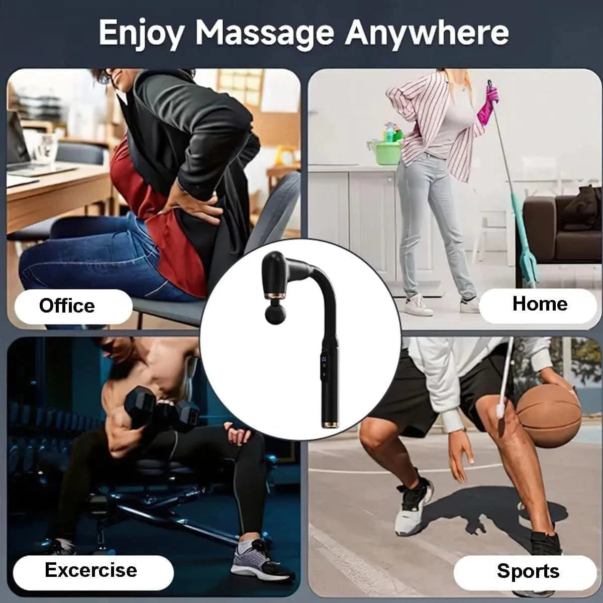 Main Bazaar Deep Tissue Massage Gun – Target Hard-to-Reach Areas with 4 Heads