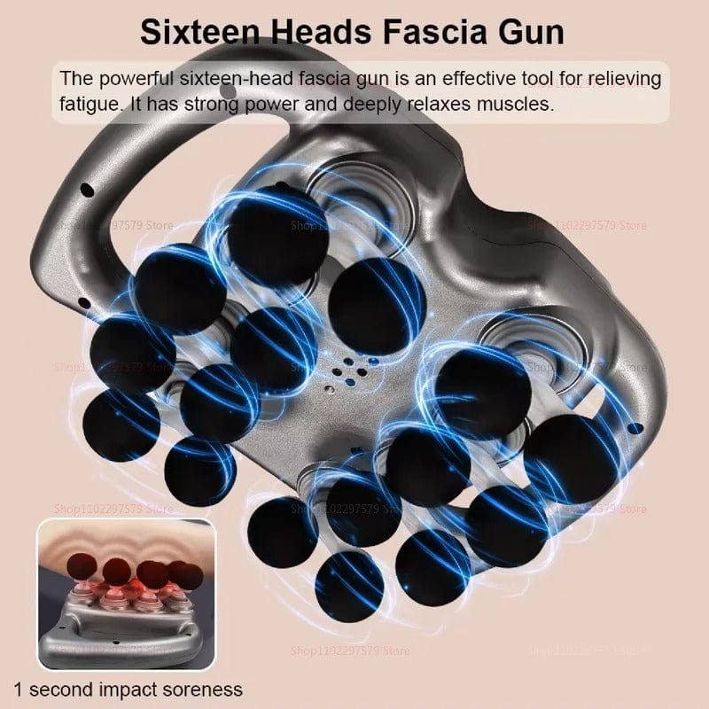 Main Bazaar Fascia Gun with 16 Heads – Professional Deep Tissue Massage for Full Body Relief
