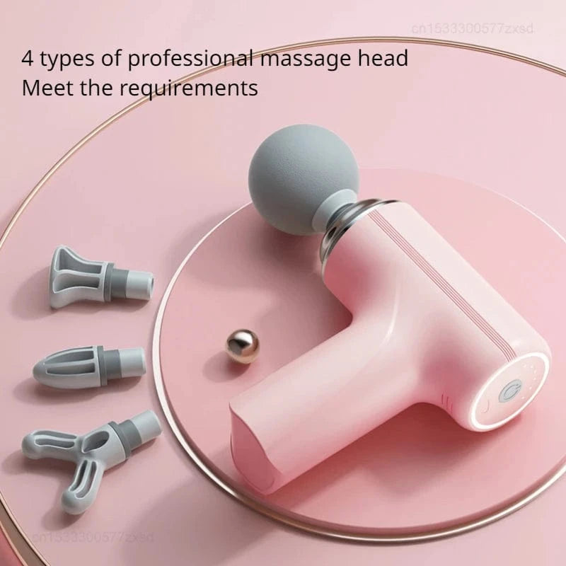 Main Bazaar Handheld Deep Tissue Massage Gun – 4 Heads, 6 Speeds, Portable Pain Relief
