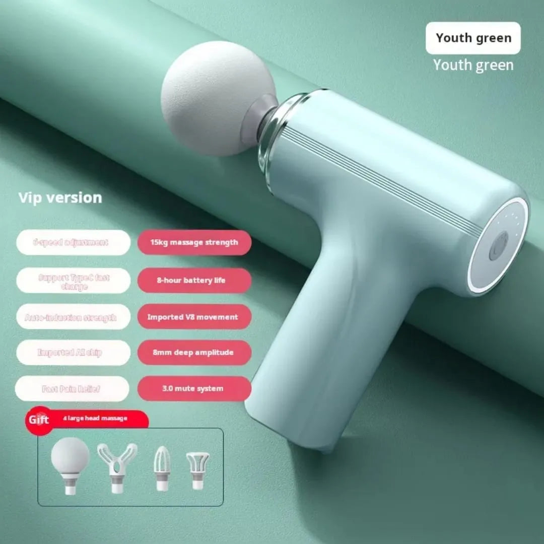 Main Bazaar Handheld Deep Tissue Massage Gun – 4 Heads, 6 Speeds, Portable Pain Relief