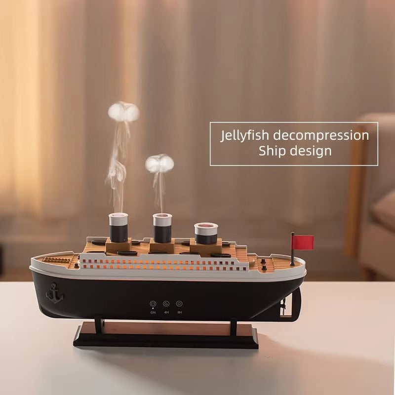 Titanic Ship Humidifier – Jellyfish Smoke Ring Aroma Diffuser with Remote