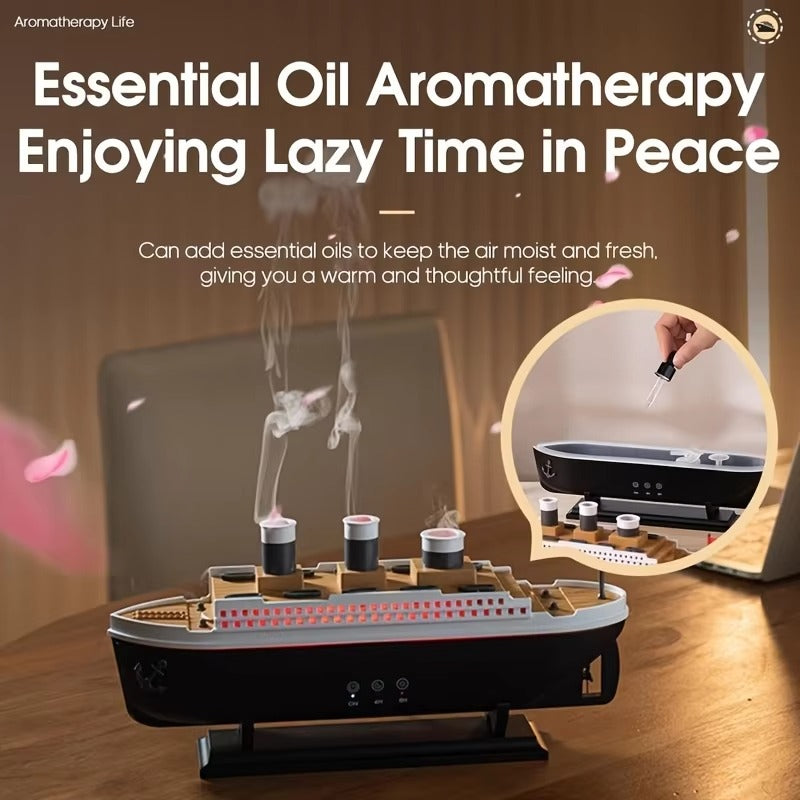 Titanic Ship Humidifier – Jellyfish Smoke Ring Aroma Diffuser with Remote