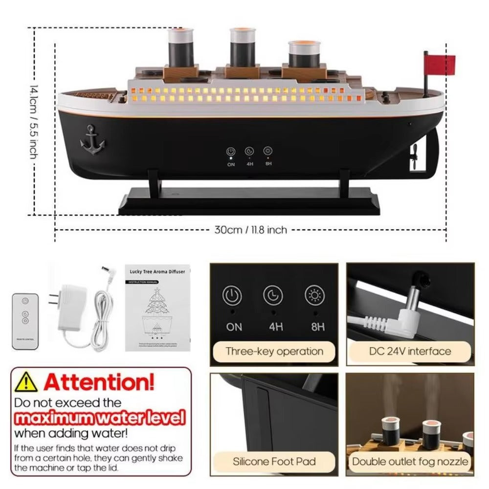 Titanic Ship Humidifier – Jellyfish Smoke Ring Aroma Diffuser with Remote