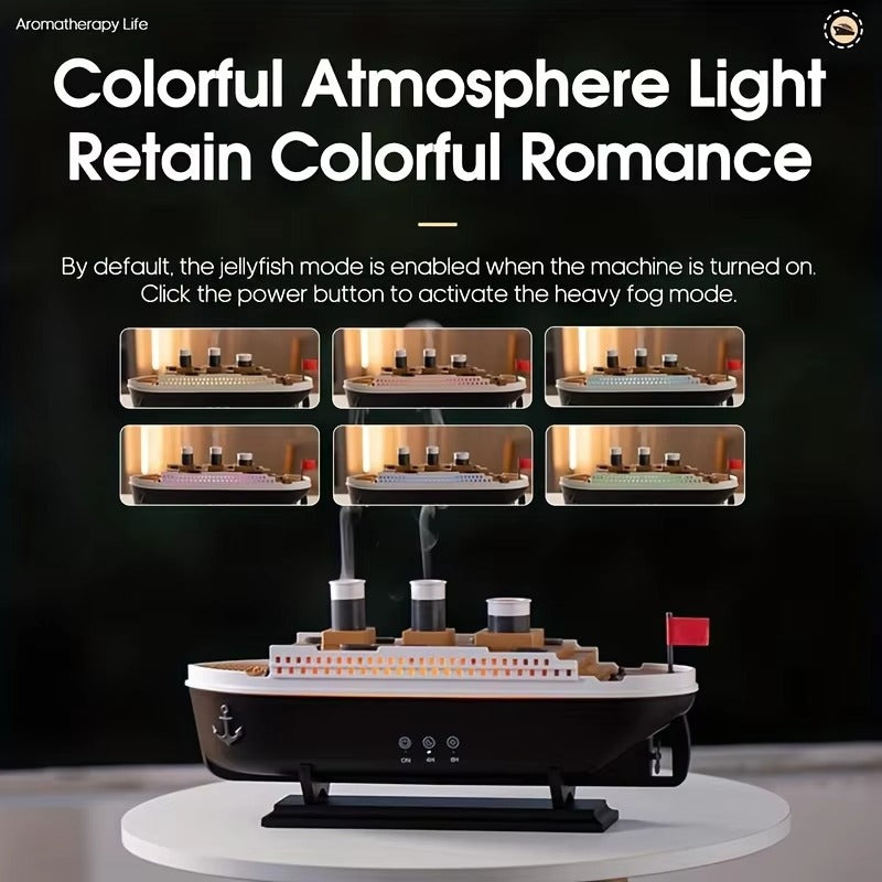 Titanic Ship Humidifier – Jellyfish Smoke Ring Aroma Diffuser with Remote
