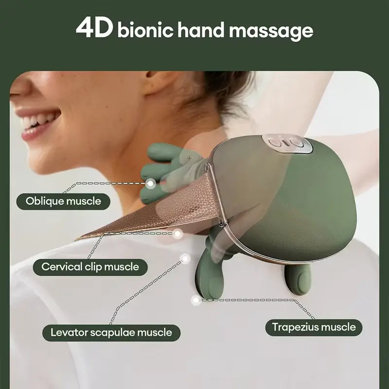 Wireless 4D Shiatsu Neck & Back Massager with Heat Therapy