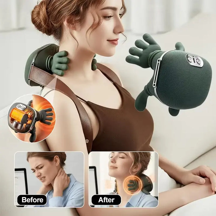 Wireless 4D Shiatsu Neck & Back Massager with Heat Therapy