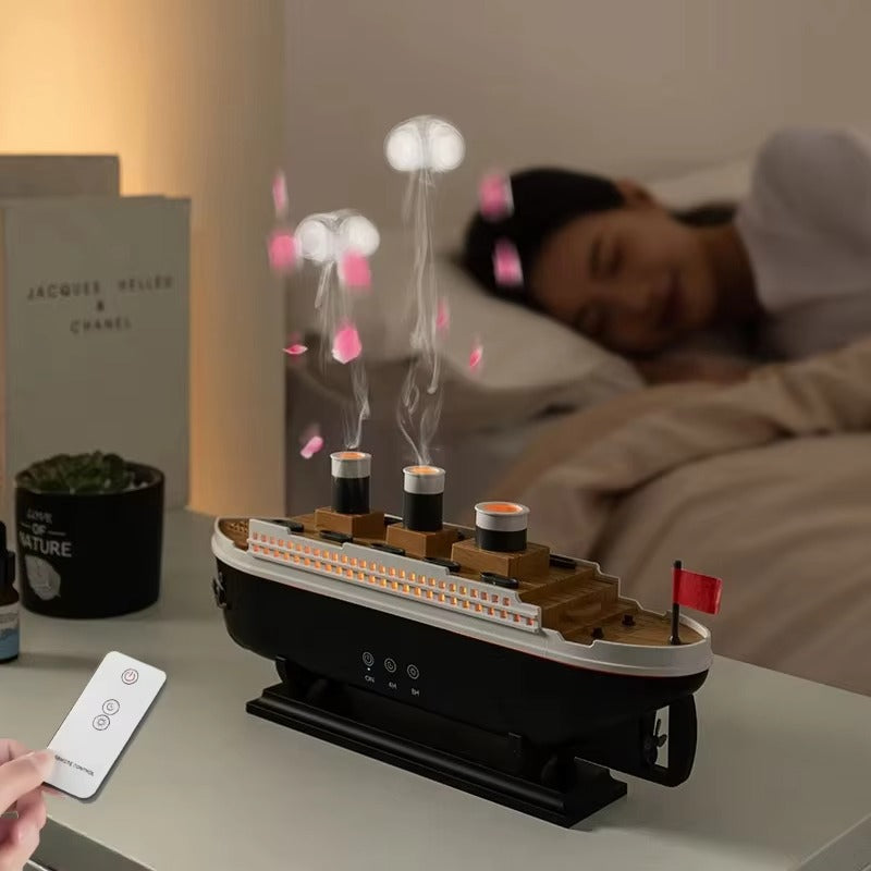 Titanic Ship Humidifier – Jellyfish Smoke Ring Aroma Diffuser with Remote