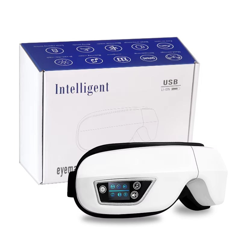 6D Smart Eye Massager with Heat & Bluetooth – Deep Airbag Compression & Vibration Therapy for Tired Eyes