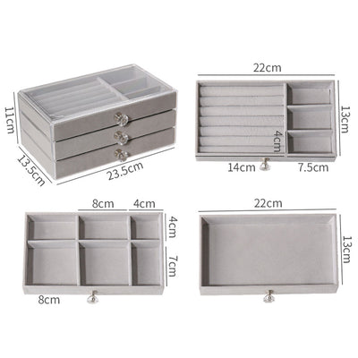 Jewelry Organizer Box Transparent Display Case 3 Layer