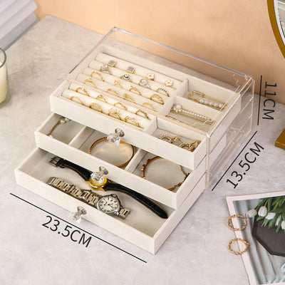 Jewelry Organizer Box Transparent Display Case 3 Layer
