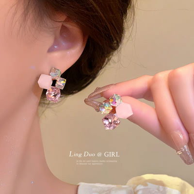 Premium Pink Crystals Earrings